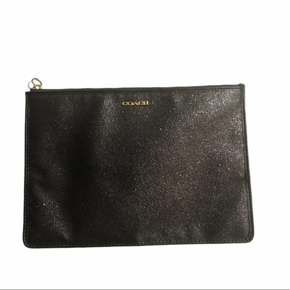 Coach black shimmer cosmetic bag case